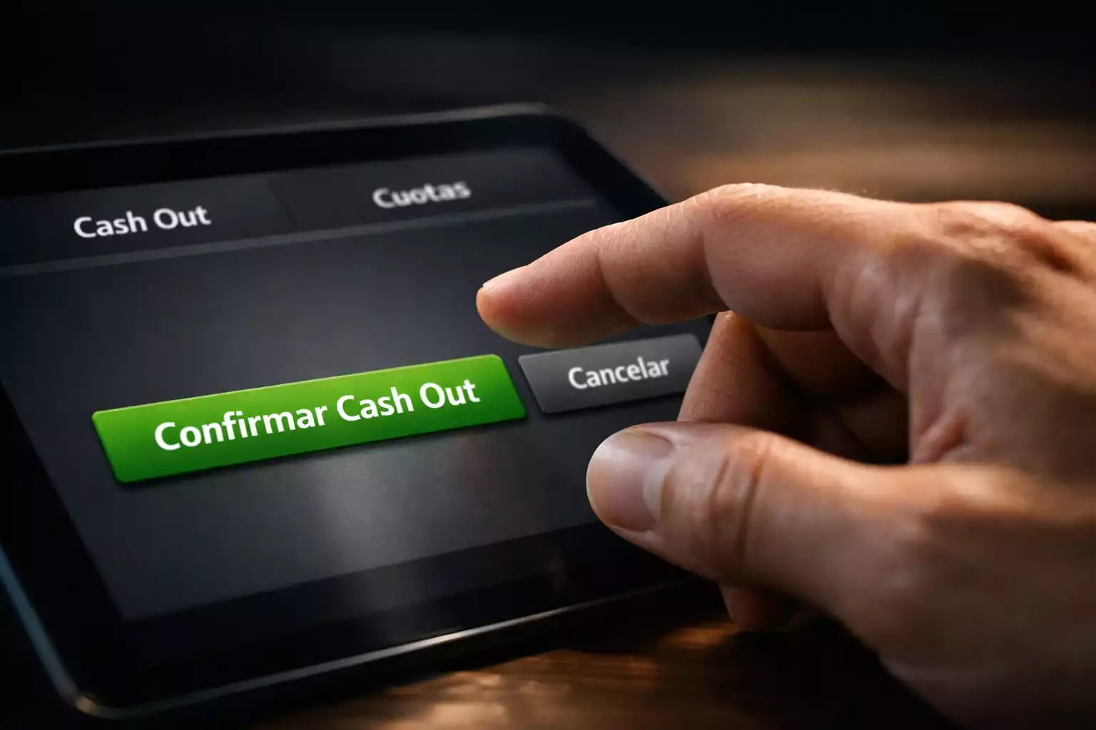 Mano seleccionando opción en pantalla táctil